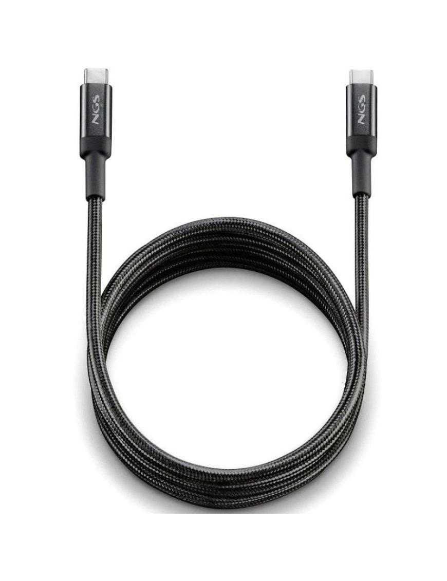 Cable USB 2.0 Tipo-C NGS KNOT/ USB Tipo-C Macho - USB Tipo-C Macho/ Hasta 65W/ 480Mbps/ 2m/ Negro