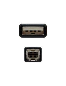 Cable USB 2.0 Impresora Nanocable 10.01.0104-BK/ USB Tipo-B Macho - USB Macho/ 3m/ Negro