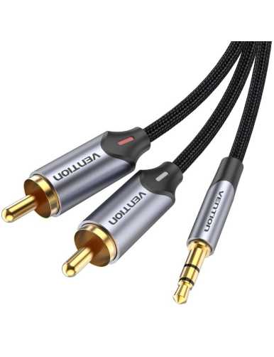 Cable Audio Vention BCNBL/ 2x RCA Macho - Jack 3.5 Macho/ 10m/ Gris