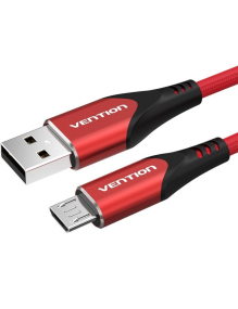 Cable USB 2.0 Vention COARF/ USB Macho - MicroUSB Macho/ Hasta 60W/ 480Mbps/ 1m/ Rojo