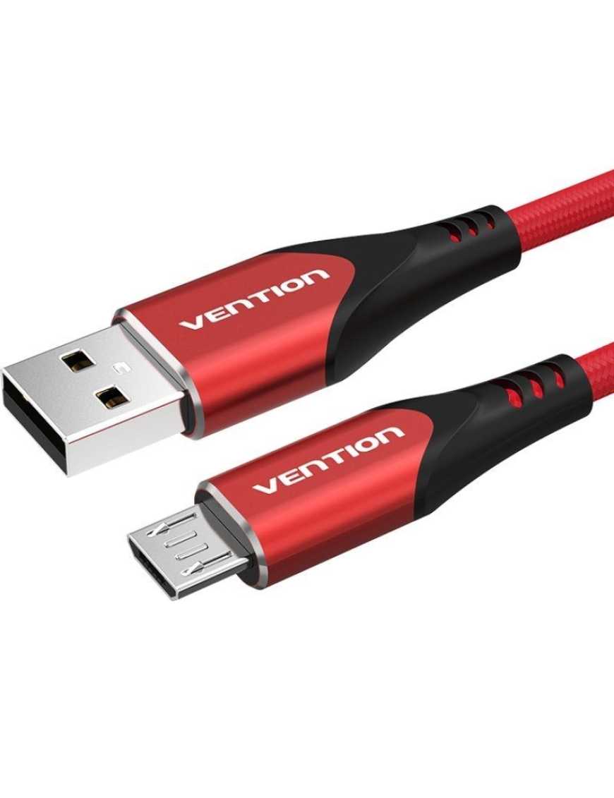 Cable USB 2.0 Vention COARF/ USB Macho - MicroUSB Macho/ Hasta 60W/ 480Mbps/ 1m/ Rojo