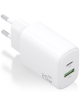 Cargador de Pared Aisens A110-0909/ 1xUSB Tipo-C/ 1x USB/ 20W/ Blanco
