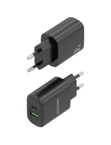 Cargador de Pared Aisens A110-0910/ 1xUSB Tipo-C/ 1x USB/ 20W/ Negro