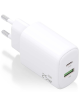 Cargador de Pared Aisens A110-0911/ 1xUSB Tipo-C/ 1x USB/ 25W/ Blanco
