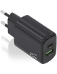 Cargador de Pared Aisens A110-0912/ 1xUSB Tipo-C/ 1x USB/ 25W/ Negro
