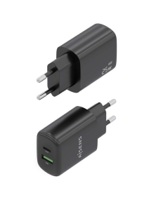 Cargador de Pared Aisens A110-0912/ 1xUSB Tipo-C/ 1x USB/ 25W/ Negro