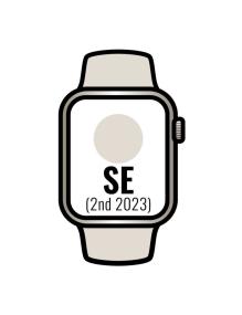 Apple Watch SE 2 Gen 2023/ GPS/ 44mm/ Caja de Aluminio Blanco Estrella/ Correa Deportiva Blanco Estrella M/L