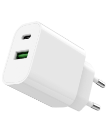 Cargador de Pared SPC Fast Charger 4341B/ 1xUSB Tipo-C/ 1xUSB/ 20W/ Blanco